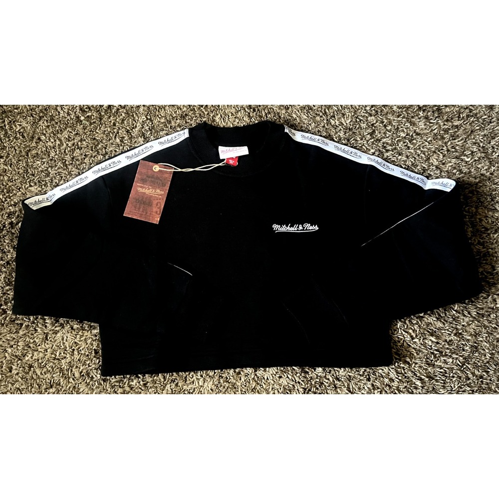 NEW Mitchell & Ness Women's Branded Sunday Comfy Crop LS Crewneck (XS)